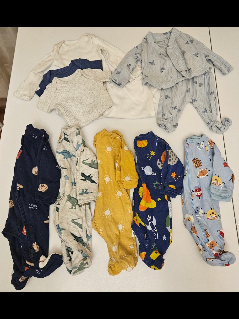 11 Piece Mixed Lot Infant Boy Preemie Sleepers 1 Set Bodysuits Everyday